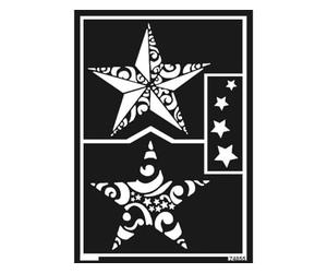Kreul 74855 - Stencil a forma di stelle di Natale, formato A5, flessibile, autoadesivo e riutilizzabile, per personalizzazioni