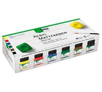 Kreul 75600-Vernice acrilica Set, Crema Opaca, Base d'Acqua ad Asciugatura Rapida, Adatta a Molte superfici Diverse, Vernice e Un Pennello, Multicolore, 6 x 20 ml, 75600