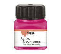 KREUL 77263 - Vernice acrilica neon, bicchiere da 20 ml in rosa neon, acrilico fluorescente - vernice day glow a base d'acqua, cremosa semi-opaca con intensa luminosità su fondo bianco.