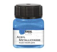 KREUL 77275 - Vernice acrilica metallizzata, barattolo da 20 ml in blu, vernice acrilica glamour a base d'acqua con effetto metallizzato, copertura cremosa, asciugatura rapida e impermeabile