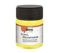 Kreul 77561-50 ml Vernice acrilica Giallo Neon, Vernice acrilica Fluorescente a Base d'Acqua, Semi-Opaca e Luminosa su Fondo Bianco.