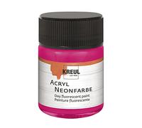 Kreul 77563 - Vernice acrilica neon, bicchiere da 50 ml in rosa neon, acrilico fluorescente - vernice day glow a base d'acqua, cremosa semi-opaca con intensa luminosità su fondo bianco.