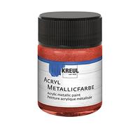 Kreul 77573-50 ml Rosso, Vernice acrilica a Base d'Acqua con Effetto Metallizzato, Copertura cremosa, Asciugatura Rapida e impermeabilità, Red, 50 ml, 50 unità