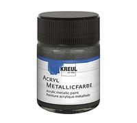 KREUL 77578-50 ml Vernice acrilica metallizzata antracite, vernice acrilica a base d'acqua con effetto metallizzato, copertura cremosa, asciugatura rapida e impermeabile