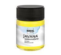 Kreul 8101-Vernice per Seta Javana in Barattolo da 50 ml, Gialla, Vernice a Base d'Acqua Altamente pigmentata e Brillante, dal Carattere Liquido e Scorrevole, penetra in profondità nelle Fibre, Yellow