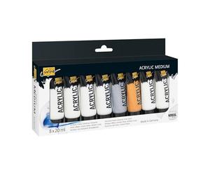 KREUL 85931 - SOLO GOYA Acrylic Medium Set, con 8 paste per texture in tubi da 20 ml, set iniziale per semplici progetti artistici 3D