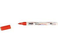 KREUL 90662 - Pennarello tessile fine, rosso, larghezza linea circa 1-2 mm, pennarello per tessuti leggeri e tessuti, lavabile dopo il fissaggio