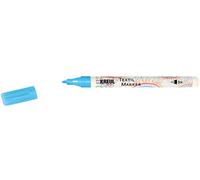KREUL 90667 - Pennarello tessile fine, azzurro, con punta in fibra insensibile, larghezza linea circa 1-2 mm, pennarello per tessuti leggeri e tessuti, resistente al lavaggio dopo il fissaggio