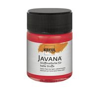 Kreul 91904 - Vernice per tessuti Javana per tessuti leggeri, barattolo da 50 ml in rosso chiaro, vernice liscia a base d'acqua con carattere cremoso, penetra in profondità nelle fibre.