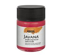 Kreul 91905-Vernice Javana per Tessuti Leggeri, Barattolo Rosso Carminio, Vernice Liscia a Base d'Acqua con Carattere cremoso, penetra in profondità nelle Fibre, Colore Crimson, 50 ml, 91905