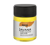 Kreul 91928-Vernice Javana per Tessuti Leggeri, Barattolo da 50 ml in Giallo Brillante, Vernice Liscia a Base d'Acqua con Carattere cremoso, penetra in profondità nelle Fibre, Glowing Yellow