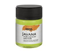 Kreul 91931-Vernice Javana per Tessuti Leggeri, Barattolo da 50 ml in Verde Luminoso, Vernice Liscia a Base d'Acqua con Carattere cremoso, penetra in profondità nelle Fibre, Luminous Green