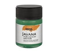Kreul 91946-Vernice Javana per Tessuti Leggeri, Barattolo da 50 ml in Verde Scuro, Vernice Liscia a Base d'Acqua con Carattere cremoso, penetra in profondità nelle Fibre, Dark Green