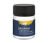 Kreul 91953-Vernice Javana per Tessuti Chiari e Scuri, Vetro Bianco, Carattere pastoso, per timbrare e stenografare, Lavabile Dopo Il Fissaggio, Colore White, 50 ml, 91953