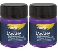 KREUL 91957 - Vernice per tessuti Javana per tessuti chiari e scuri, 50 ml viola vetro, carattere pastoso, per timbrare e stenografare, lavabile dopo il fissaggio (Confezione da 2)