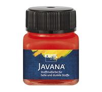 Kreul Javana 90963 - Pittura per tessuti chiari e scuri da 20 ml, vetro rosso brillante a base d'acqua, carattere pastello, per timbri e stencil, lavabile dopo il fissaggio