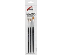 Kreul 49042-Spazzole Javana per Tessuti Fini, 3 spazzole Sintetiche, a Lingua di Gatto 6, Tonda 4 e Piatta Misura 8, Multicolor, One size