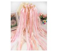 KRFVGYQNK Bastoncini con Nastri Colorati Assortiti, Bacchette a Nastro Multicolore Confezione da 10/20/50 Pezzi di Oggetti Scena for la Danza della Festa Nuziale(Pink,50pcs)