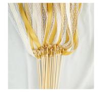 KRFVGYQNK Bastoncini con Nastri Colorati Assortiti, Bacchette a Nastro Multicolore Confezione da 10/20/50 Pezzi di Oggetti Scena for la Danza della Festa Nuziale(Gold,10pcs)