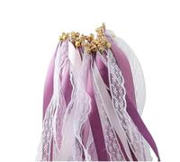 KRFVGYQNK Bastoncini con Nastri Colorati Assortiti, Bacchette a Nastro Multicolore Confezione da 10/20/50 Pezzi di Oggetti Scena for la Danza della Festa Nuziale(Purple,50pcs)