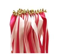 KRFVGYQNK Bastoncini con Nastri Colorati Assortiti, Multicolor Wedding Wands Rhythmic Dance Ribbons Bells Streamers Party Decor Pack of 50/20 PCS(Pink,50pcs)