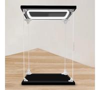 KRFVGYQNK Kunststoffvitrine, Vetrina in acrilico impilabile con luce LED fredda, porta frontale, multicolore, dimensioni multiple(Black Base,35x35x45cm)