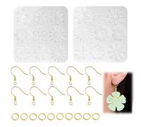 KRFWGUU Stampo In Silicone Per Resina Epossidica, 2 Stampi A Fiori Con Ganci Per Le Orecchie Per Realizzare Orecchini, Gioielli, Portachiavi, Ciondoli Con Forme Di Fiore