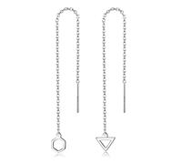 KRFY 90-100mm 925 Orecchini Threader in Argento Orecchini a Cuore Aperto Stella Creata Opale Pietra di Luna Turchese Triangolo Catena Orecchini Goccia Pendenti per Donna