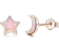 KRFY 925 Argento Sterling Orecchini a Stella Orecchini di Opale per Donne Orecchini Minimalisti Placcati in Oro 18K Creato Bianco Blu Rosa Regali di Gioielli Ipoallergenici in Opale