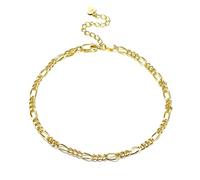 KRFY 925 Cavigliere in Argento da Donna 18K Oro Bianco Placcato Solido Taglio Diamante Cubano Figaro Spina di Pesce Mariner Graffetta a Catena Cavigliere per Donna Gioielli da Spiaggia