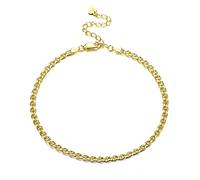 KRFY 925 Cavigliere in Argento da Donna 18K Oro Bianco Placcato Solido Taglio Diamante Cubano Figaro Spina di Pesce Mariner Graffetta a Catena Cavigliere per Donna Gioielli da Spiaggia