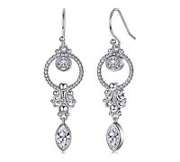 KRFY 925 Orecchini Pendenti Lunghi Argento per Donna Cerchi in Zirconia Cubica Moonstone Orecchini Pendenti 925 Argento Post Turquoise Moonstone CZ Drop Pendenti Orecchini Gioielli per Donna Ragazze