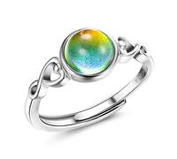 KRFY Anelli D'umore in Argento Sterling 925 per Le Donne Anello Solitario Ovale Fatto a Mano con Controllo della Temperatura Anello Variabile Cambia Colore Anelli Impilabili