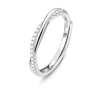 KRFY Anello in Argento 925 con CZ per Donna - Promessa di Fidanzamento ed Eternità, Torsione di Nozze Regolabile a Dita Aperte con Cubic Zirconia