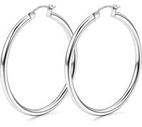 KRFY Grosso Orecchini a Cerchio Aargento Sterling Cerchio placcato in Oro Reale 14K Ipoallergenici Dimensioni Disponibili Piccolo Medio Grande Orecchini a Cerchio per Donne 15/20/30/40/50/60/70mm
