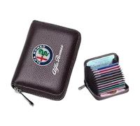 KRHINO Portafogli per Alfa Romeo Giulia Stelvio Giulietta 156 159 147, Porta Carte di Credito con Cerniera, Porta Chiavi in Pelle per Uomo e Donna, Accessori per Porta Carte di Credito,B