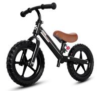 KRIDDO Bicicletta Senza Pedali per Bambini 2-5 Anni, con Doppio Cuscinetto per una Guida Fluida, Placca Decorativa Deliziosa, Sella e Manubrio Regolabili, Regalo Perfetto per Età 2-3 Anni, Nero