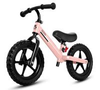 KRIDDO Bicicletta Senza Pedali per Bambini 2-5 Anni, con Doppio Cuscinetto per una Guida Fluida, Placca Decorativa Deliziosa, Sella e Manubrio Regolabili, Regalo Perfetto per Età 2-3 Anni, Rosa
