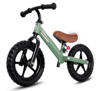 KRIDDO Bicicletta Senza Pedali per Bambini 2-5 Anni, con Doppio Cuscinetto per una Guida Fluida, Placca Decorativa Deliziosa, Sella e Manubrio Regolabili, Regalo Perfetto per Età 2-3 Anni, Verde
