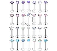 Kridzisw 20G 18G Push in Threadless naso anelli in acciaio inox dritto cuore stella opale naso anelli piercing gioielli per donne uomini CZ 2 mm 2.5 mm 3 mm 16PCS-28PCS, Metallo, Cristallo