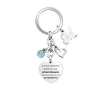 Krifton Regalo iniziale ispiratore del portachiavi,Argento Cuore Pendente ciondolo 26 Lettera A-Z Portachiavi Per Figlia Figlio Sorelle Amici Mamma promemoria Accessori (M)