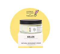 Krijen Crema deodorante per fiori di tiglio, 50 ml, priva di alluminio e vegano, contro sudore e macchie, per pelli sensibili, per donne e uomini, delicato sulla pelle, forte contro gli odori