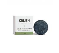 Krijen Shampoo vegano solido con olio di mandorle dolci, olio di albero del tè e puro carbone di bambù, 50 g, rinfrescante e per capelli grassi, con proteine vegetali e provitamina B5, realizzato a