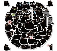 Krilulcy 40 Pezzi Gatto Nero Adesivi, Simpatico Gatto Nero Adesivi, Adesivi Divertenti a Forma di Gatto, Graziosi Adesivi in Vinile Estetici, Carino Decorazione Fai da te, per Laptop Chitarra Bagagli