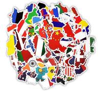 Krilulcy - Set di 50 adesivi per bandiere nazionali, paesi e mappe, decalcomanie da viaggio in vinile di diversi paesi, per artigianato