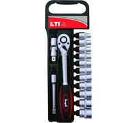 Krino Bussole, Cricchetto ed Accessori 1/2, Set da 14 Pezzi, Acciaio MM.10-24