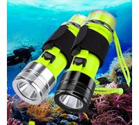 Kriogor 2 Pezzi Torcia Subacquea LED da 1500 Lumen Ricaricabile, 3 modalità Impermeabile IPX8, 80m Torcia Sub per Gli Sport subacquei Professionali all'aperto