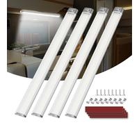Kriogor Barra 168 LED 12V 8W, 4 Pezzi 2000LM Barra Striscia Lampada con Interruttore, 40cm 6000K Lampada 12 volt LED Camper per Auto, Camper, Camion, Furgone, Barca, Rimorchio