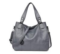 Kris Anna Hobo Borsa a spalla con Tracolla da Donna Ricamo Borse a mano in Pelle PU per Ragazze Adolescenti Signora Grigio