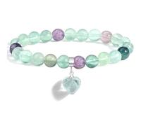 KRISFD Bracciale Da Donna A Forma Di Cuore 1 Pezzi Bracciale Pietre Naturali Da 8 Mm Bracciale Con Pietre Curative A Cuore Da Donna Ideale Come Regalo Di Natale Per Donne